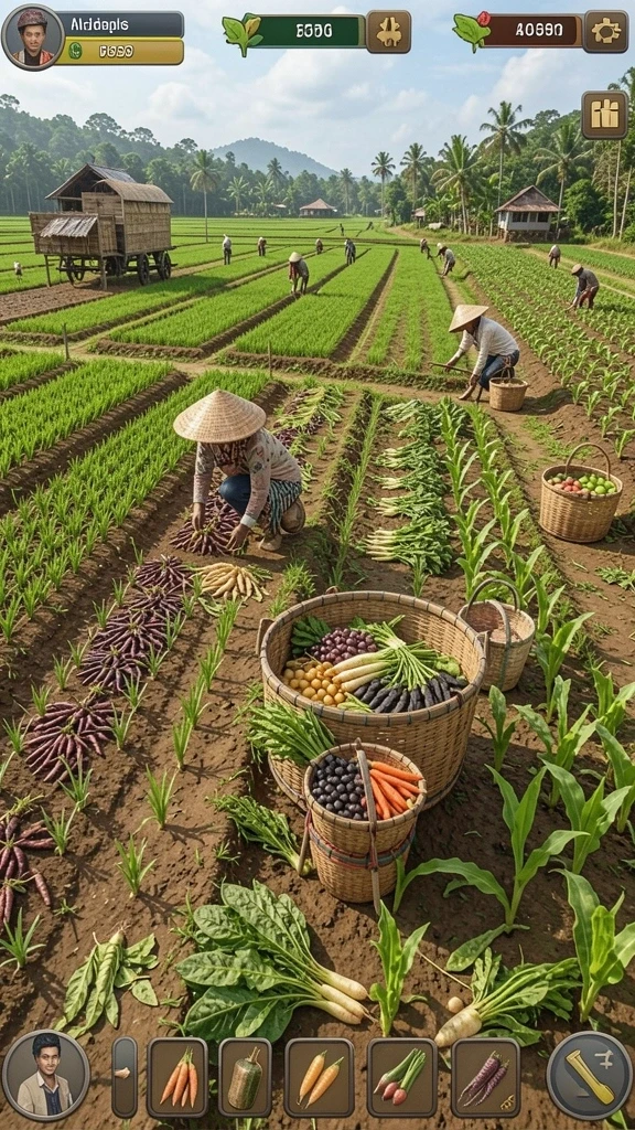 Tangkapan layar menunjukkan kebun yang indah dan tertata.